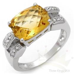 Jewelry 2.60 ctw Citrine & Diamond Ring 14KW gold