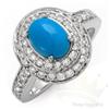 Image 1 : Jewelry 2.20 ctw Turquoise & Diamond Ring 14KW gold