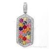 Image 1 : Pendant 3.91ctw Multi-Sapphire & Diamond 14K White Gold