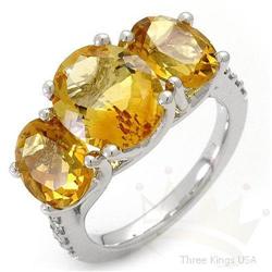 Ring 6.55 ctw Citrine & Diamond 14K White Gold