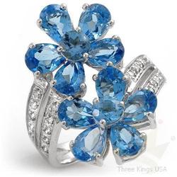 Jewelry 4.50 Blue Topaz & Diamond 14K White Gold