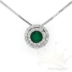 Jewelry .45 ctw Emerald & Diamond Necklace 14K Gold