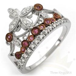 Jewelry Pink Sapphire & Diamond Ring 14KW Gold