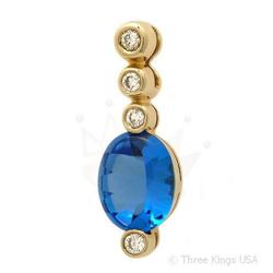 Pendant 5.32 ctw Blue Topaz & Diamond 14K White Gold