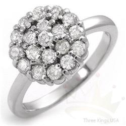 Jewelry 1.52 ctw Diamond Cluster Ring 14K White Gold