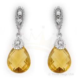Earrings 4.88 ctw Citrine & Diamond 14K White Gold