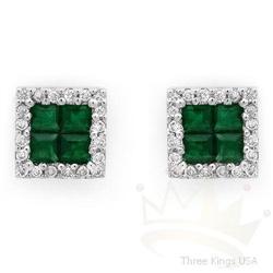 Jewelry 1.07 ctw Emerald & Diamond Earrings 14K Gold