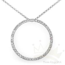 Circle of life .75 ctw Diamond Necklace 14KW Gold