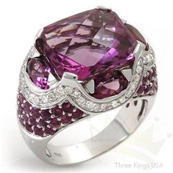 Ring 11.18 ctw Amethyst & Diamond 14K White Gold