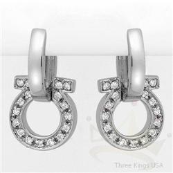 Omega Style .36 ctw Diamond Earrings 14K White Gold