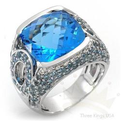 Ring 13.29 ctw Topaz & Diamond 14K White Gold