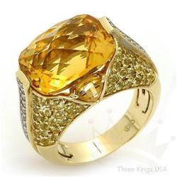 Ring 11.63 ctw Citrine,Yellow Sapp & Diamond 14K Gold