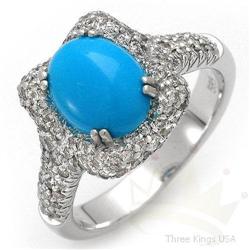 Jewelry 2.25 ctw Turquoise & Diamond Ring 14KW gold
