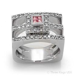 Ring 0.74 ctw Pink Sapphire & Diamond 14K White Gold