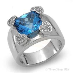 Ring 4.95 ctw Blue Topaz & Diamond 14K White Gold