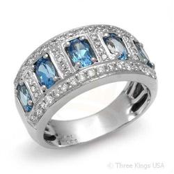 Ring 1.94 ctw Blue Topaz & Diamond 14K White Gold