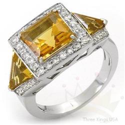 Ring 5.0 ctw Citrine & Diamond 14K White Gold