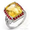 Image 1 : Ring 10.24 ctw Ruby,Citrine & Diamond 14K White Gold
