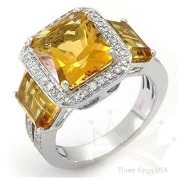 Ring 7.21 ctw Citrine & Diamond 14K White Gold
