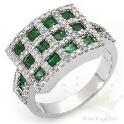 Ring 2.03 ctw Emerald & Diamond 14K White Gold