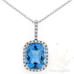 Necklace 6.26 ctw Topaz & Diamond 14K White Gold