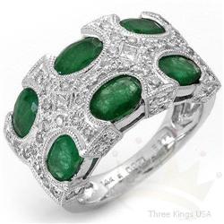Ring 3.42 ctw Emerald & Diamond 14K White Gold