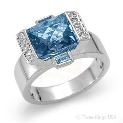 Ring 4.6 ctw Blue Topaz & Diamond 14K White Gold