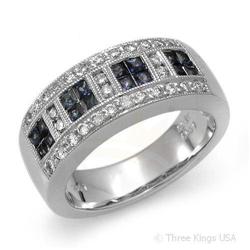 Ring 1.06 ctw Blue Sapphire & Diamond 14K White Gold