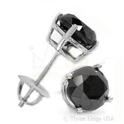 Stud Earrings Jewelry 1.52 ctw Black Diamond 14K Gold