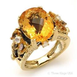 Ring 16.08 ctw Ox/4 Wtp/7Cit & Diamond 14K White Gold