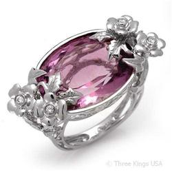 Ring 16.32 ctw Amethyst & Diamond 14K White Gold