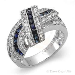 Ring 2.21 ctw Blue Sapphire & Diamond 14K White Gold
