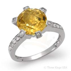 Ring 3.71 ctw Citrine & Diamond 14K White Gold