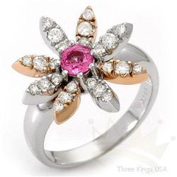 Ring 0.83 ctw Pink Sapphire & Diamond 14K 2tone Gold