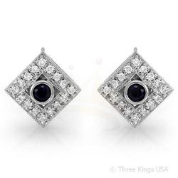 Earrings 0.67ctw Blue Sapphire & Diamond 14K White Gold