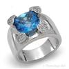 Image 1 : Ring 4.95 ctw Blue Topaz & Diamond 14K White Gold