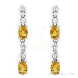 Earrings 2.02 ctw Citrine & Diamond 14K White Gold