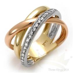 Fancy three-tone .20 ctw Diamond Ring 14KT Gold