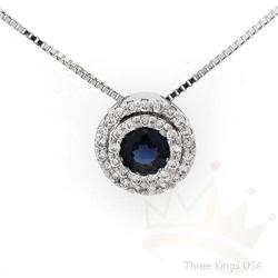 Jewelry .55ctw Sapphire & Diamond Necklace 14K Gold