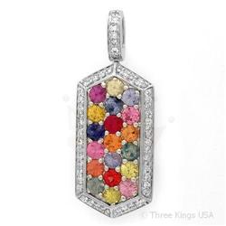 Pendant 3.91ctw Multi-sapphire & Diamond 14K White Gold
