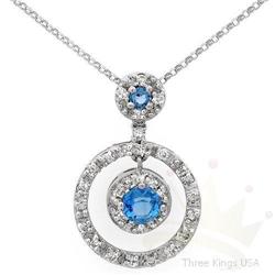Necklace 1.12 ctw Topaz & Diamond 14K White Gold