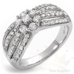 Anniversary .75 ctw Diamond Cluster Ring 14K W Gold