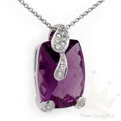 Necklace 10.64 ctw Amethyst & Diamond 14K W Gold