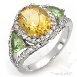Jewelry 3.45 ctw Citrine, Peridot & Diamond Ring Gold