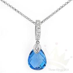 Necklace 3.47 ctw Topaz & Diamond 14K White Gold