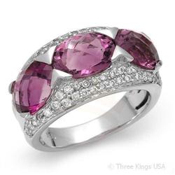 Ring 5.89 ctw Amethyst & Diamond 14K White Gold