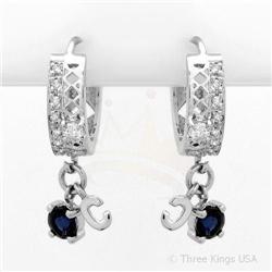 Earrings 0.67ctw Blue Sapphire & Diamond 14K White Gold