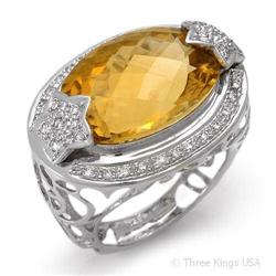 Ring 10.31 ctw Citrine & Diamond 14K White Gold