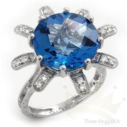 Ring 10.92 ctw Topaz & Diamond 14K White Gold