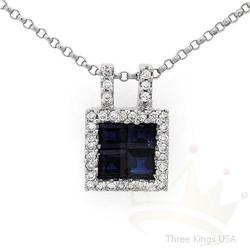 Jewelry 1.20ctw Sapphire & Diamond Necklace 14K Gold